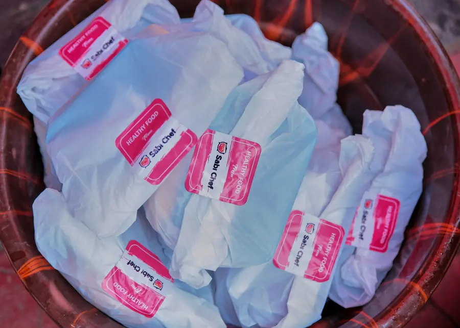 Food packs arranged in a large bowl, ready to be shared